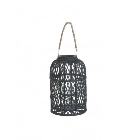 WOODEN/ROPE LANTERN BLACK/NATURAL