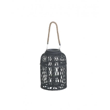 WOODEN/ROPE LANTERN BLACK/NATURAL