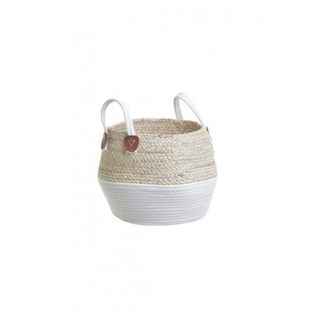 FABRIC BASKET NATURA/WHITE D29X28/38