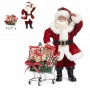 FABR. SANTA W/SHOPPING CART TT RD 27CM