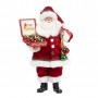 FABR. SANTA W/XMAS BALLS TT RD/GRN 28CM