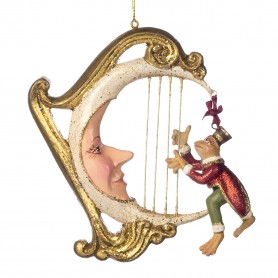 PARADE FROG PLAYING MOON HARP ORN 17CM