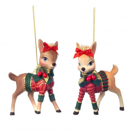 WOODL.XMAS BAMBI W/SWEATER ORN ASS/2