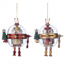 SUPER XMAS ROBOT W/TREE ORN ASS/2 14CM