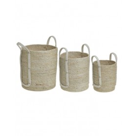 S/3 STRAW BASKET NATURAL/CREAM D30X35/42