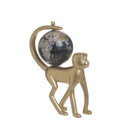 RESIN/PL MONKEY WHIT GLOBE GOLDEN/BLACK