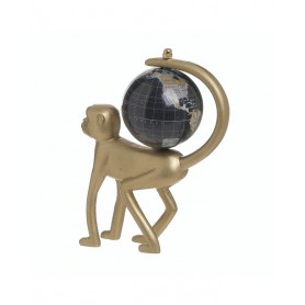 RESIN/PL MONKEY WHIT GLOBE GOLDEN/BLACK