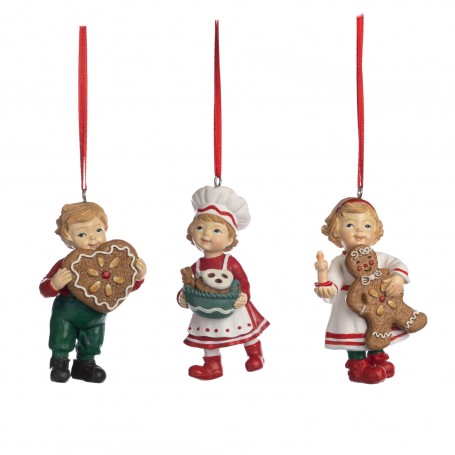 XMAS KID W/GINGERBREAD ORN ASS/3 9,5CM