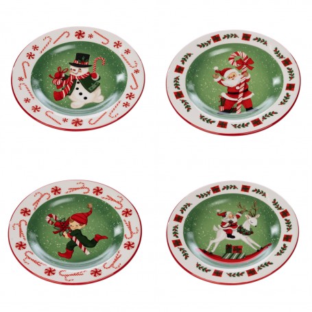 CER.XMAS CANDY PLATE ASS/4 20,5CM