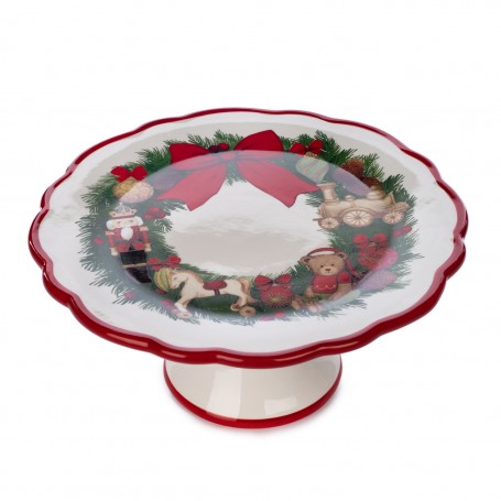 CER.XMAS WREATH CAKE STAND 21,5CM