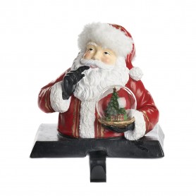 SANTA W/SNOW GLOBE STOCK.HOLDER 18CM