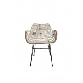 SEDIA CON BRACCIOLO RATTAN IRON NATURAL