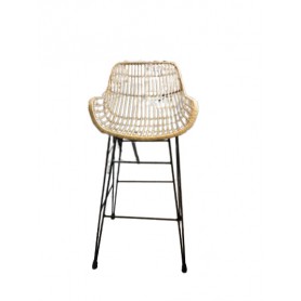 SGABELLO RATTAN IRON BLACK/NATURAL