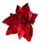 FABR.SEQ.POINSETTIA FLOWER ON CLIP 10CM