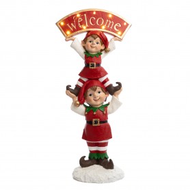 LED L.XMAS ELVES W/WELCOME SIGN 57CM