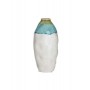 CERAMIC VASE ANTIQUE WHITE/TURQUOISE