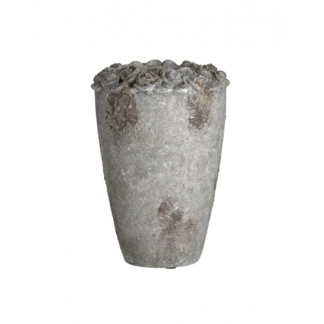 CEMENT VASE ANTIQUE GREY/BEIGE