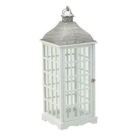 METAL/WOOD LANTERN WHITE BIG