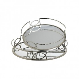 METAL TRAY W/MIRROR SILVER