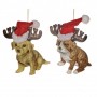 +XMAS DOG ORN ASS/2 BRWN/RD 8,5CM