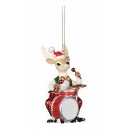 SING.SANTA/DEER MUS.BAND ORN ASS/3 11CM