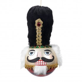 GLSS FABR.NUTCRACKER HEAD BALL ORN BLK