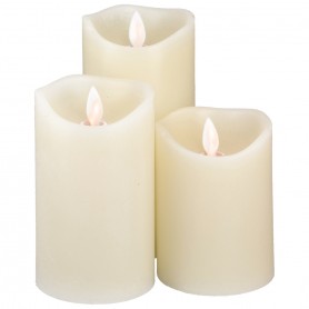 WAX CANDLE SET OF 3 WHITE-BATTERY