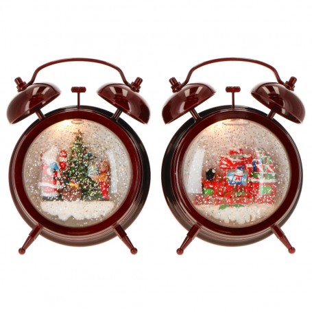 CLOCK SANTA & SANTA WATER SPINNING 2 ASS