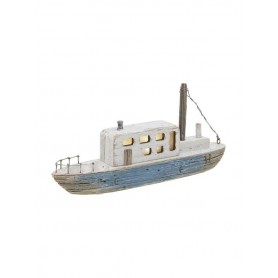 WOODEN BOAT W/LIGHT BLUE/WHITE