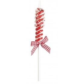 BEAD.SWIRL LOLLIPOP W/BOW ORN ASS/2 16CM