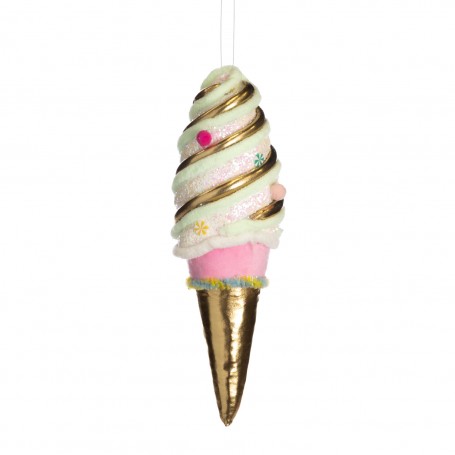 FABR.GLT ICE CREAM ORN PNK/GLD 23CM