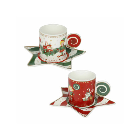 TAZZINA CAFFE ELFOMAGIA SET2 BIANCO/ROSS