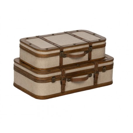 SET2 VALIGIE BEIGE LEGNO TESSUTO