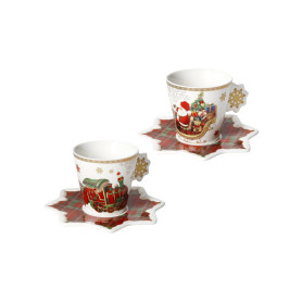 TAZZA CHRISTMAS SET 2 PZ NEW BONE CHINA