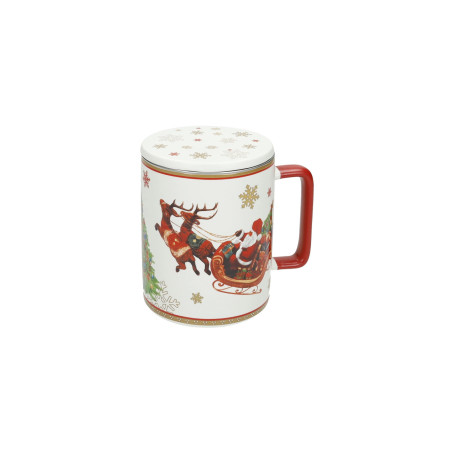 MUG CHRISTMAS BIANCO C/TAPPO E FILTRO