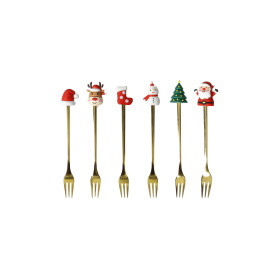 S/6 FORCHETTINA GOLD SOGGETTI NATALE
