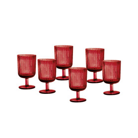 CALICE PLISSE ROSSO SET 6 PZ VETRO