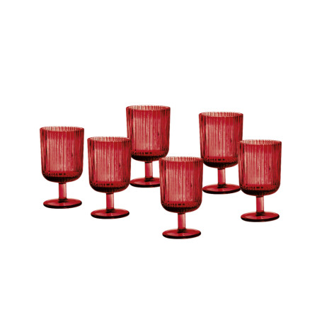 CALICE PLISSE ROSSO SET 6 PZ VETRO