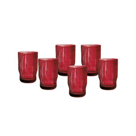 BICCHIERE PLISSE ROSSO SET 6 PZ VETRO