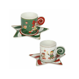 TAZZINA CAFFE ELFOMAGIA SET2 BIANCO/VERD